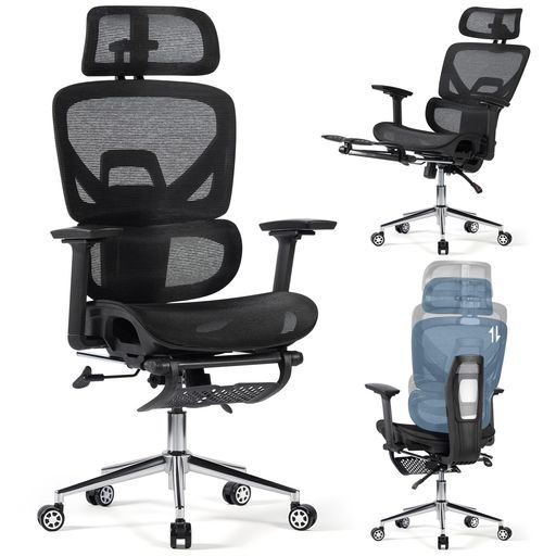 オフィスチェアメッシュ人間工学椅子疲れないデスクチェアリクライニング3 Dヘッドレスト可動式ランバーサポートメッシュチェアハイバック事務椅子パソコンワークゲームpcチェア…