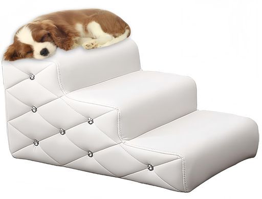 ペットステップドッグステップペットランプ70*40*33.5 CM犬階段踏み台PUレザー快適で安全良いサポートアニマルランプハイベッドソファ屋内用 ホワイト