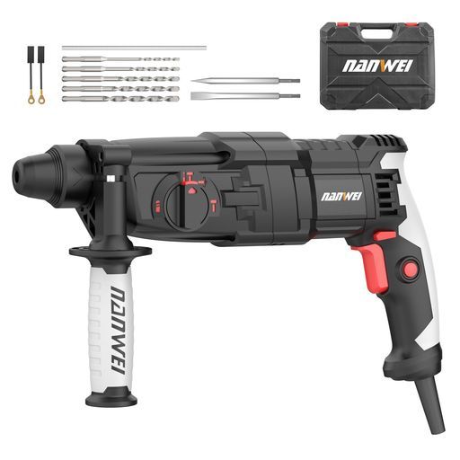 NANWEIハンマードリルコード式振動ドリルインパクトハンマーSDSプラス石材 壁 木材 金属の穴あけ 1台3役