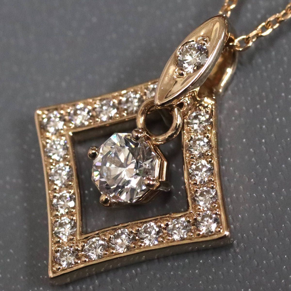 マリージュノ K 18 PGダイヤモンドペンダント D 0.317 0.24 3.7 g AJ付44 cm 鑑定書