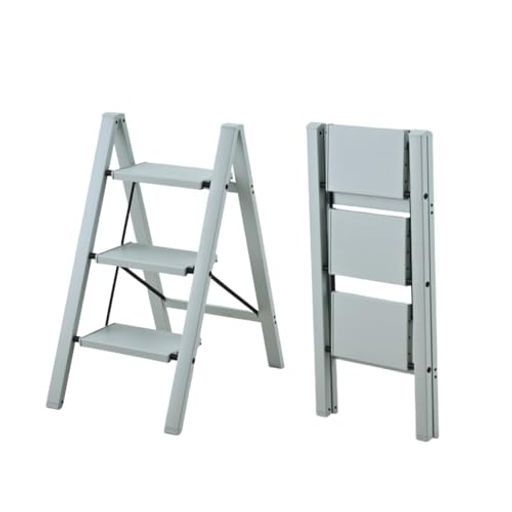 3段脚立セージグリーン くすみグリーン系 全アルミ製幅広ステップ踏み台折りたたみ式軽量コンパクト収納滑り止め付き耐荷重150 kg安定感室内外兼用おしゃれカラー高所作業キッチン洗濯…