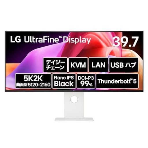 VGP 2026企画賞|金賞 LGウルトラワイドモニターLGUltraFineTMDisplay 40 U 990 A-W 39.7インチ|5120 x 2160 2500 R曲面型 |120 Hz|NanoIPSBlack|DCI-P 3