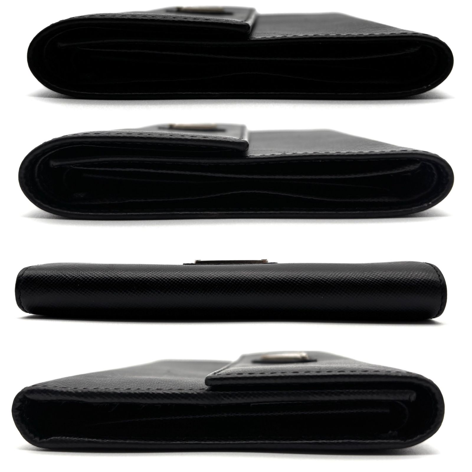 極美品 PRADA プラダ 三つ折り財布 三角ロゴ サフィアーノレザー