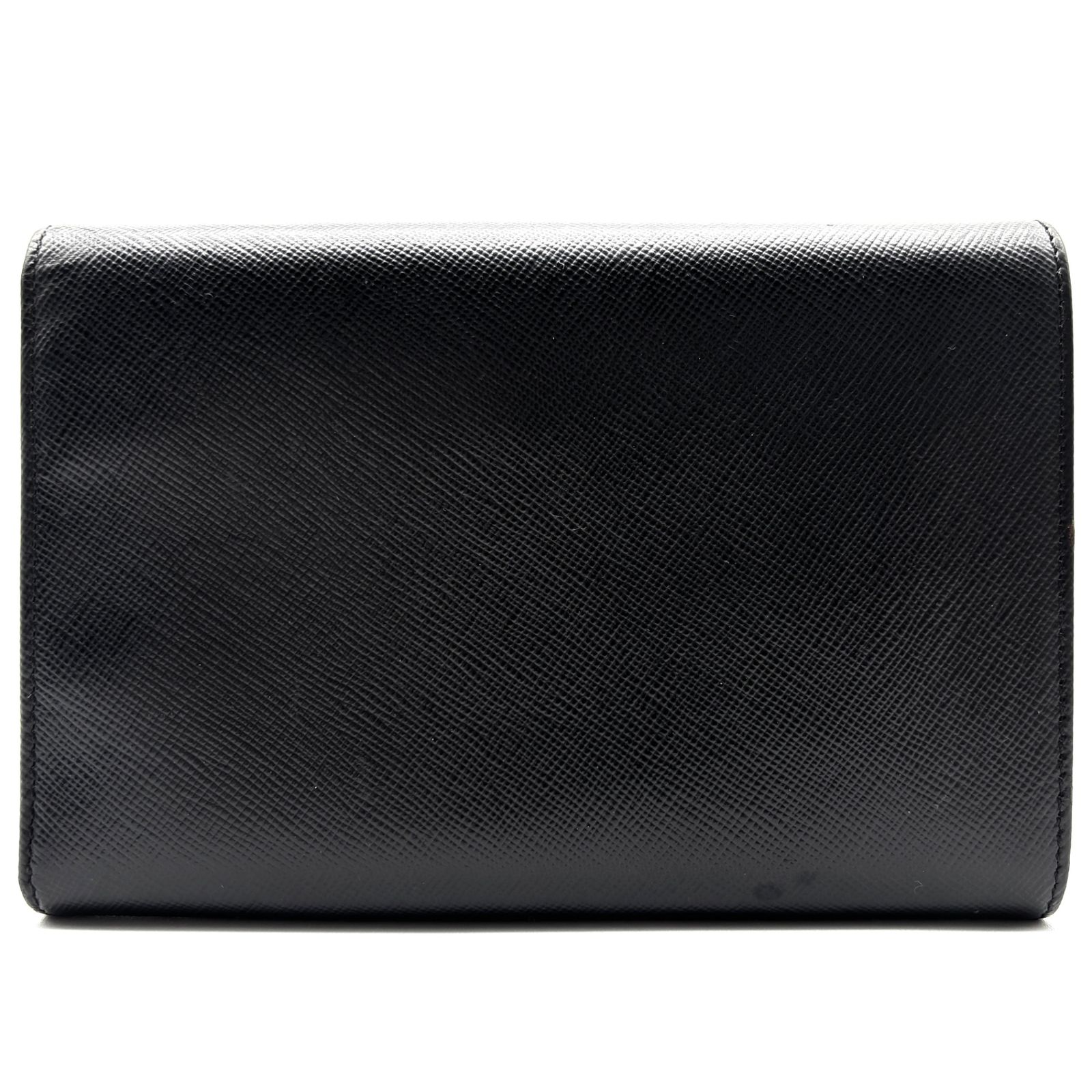 極美品 PRADA プラダ 三つ折り財布 三角ロゴ サフィアーノレザー