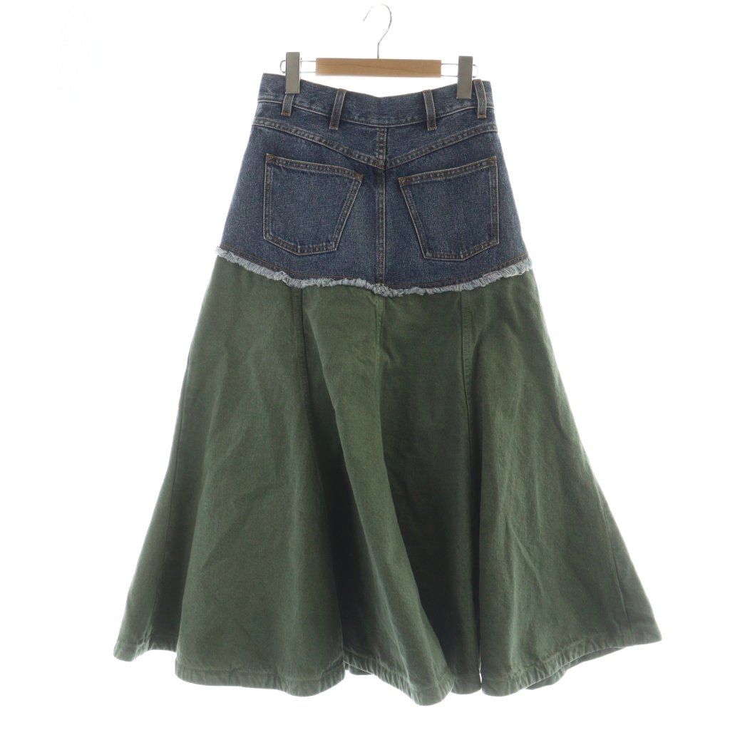クロエ CHLOE 23AW ドッキングスカート 切替 ロング フレア デニム 36