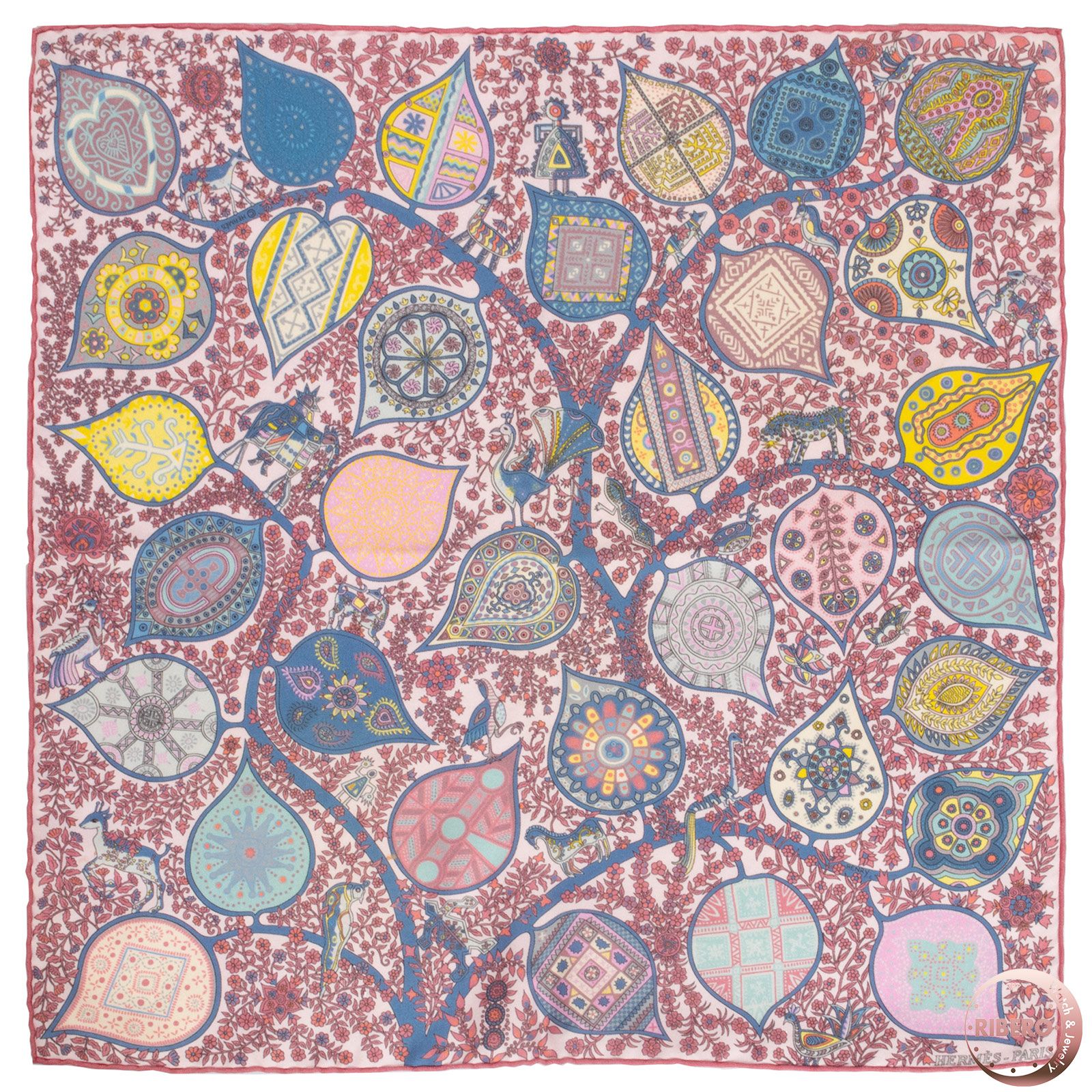 HERMES エルメス ガヴロッシュ L Arbre de Vie 生命の木 892649 S スカーフ カレ45 シルク ピンク マルチカラー