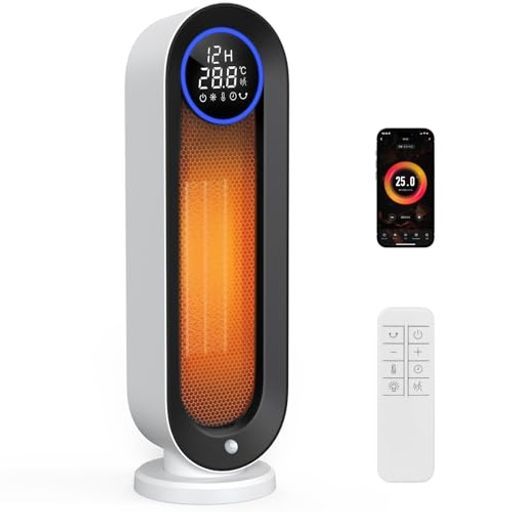 セラミックヒーター速暖 2025冬新型 人感センサー ECO省エネ 首振り APP操作 1~12 Hタイマー機能リモコン付電気ファンヒーター電気ストーブLED大型ディスプレ節電対策6-10畳転倒自動OF…
