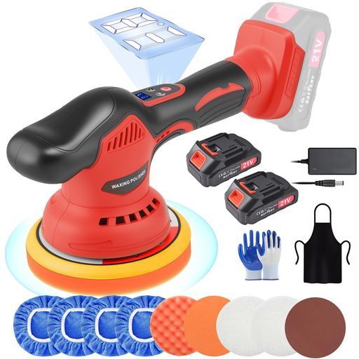 改良強化版 電動ポリッシャーコードレスポリッシャーダブルアクション充電式 段変速6000回転|分大容量バッテリ一4000 mAhLEDディスプレイ150 mm手持ち小型強力偏心構造ワックス作業…