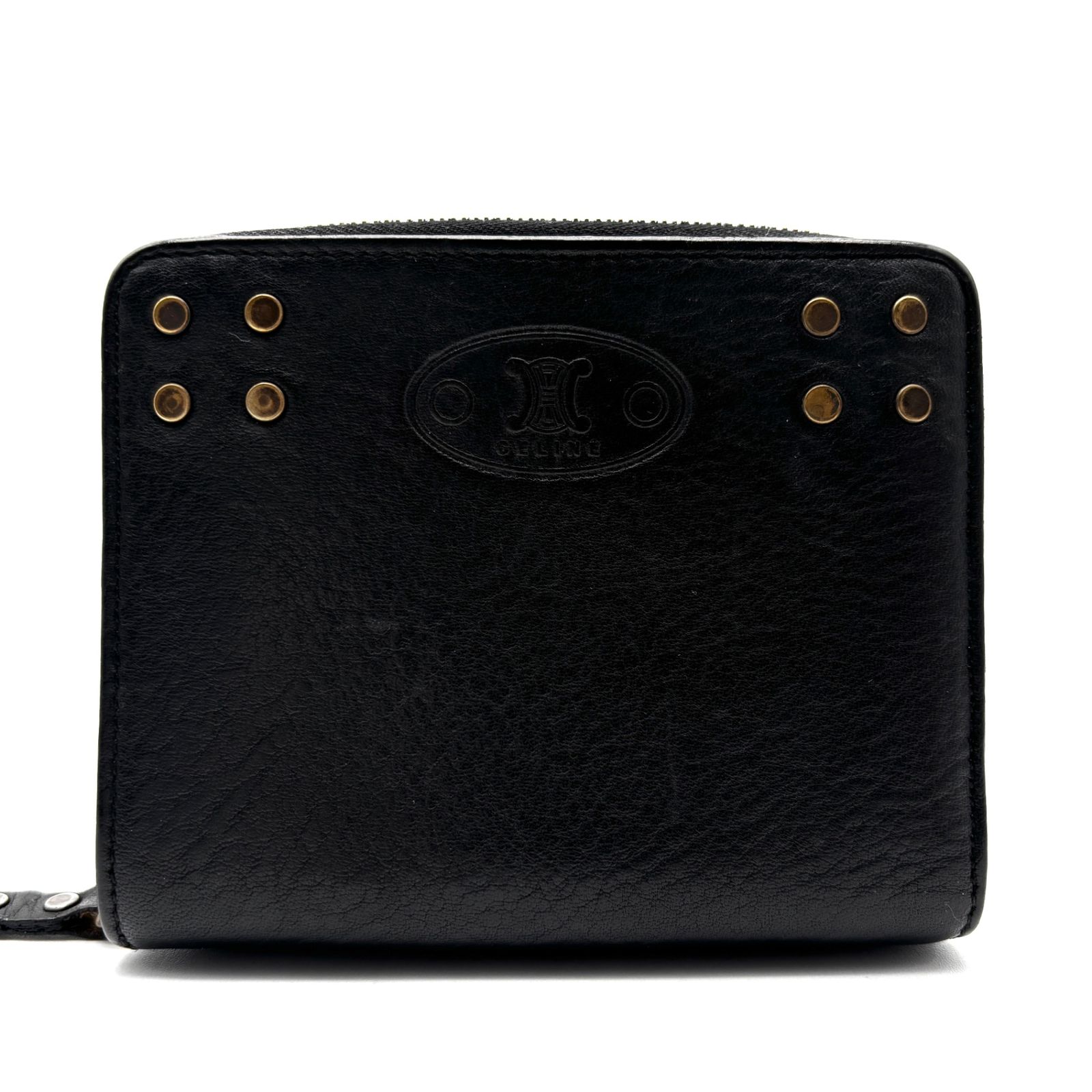 美品 CELINE セリーヌ 二つ折り財布 トリオンフ マカダム ラウンド