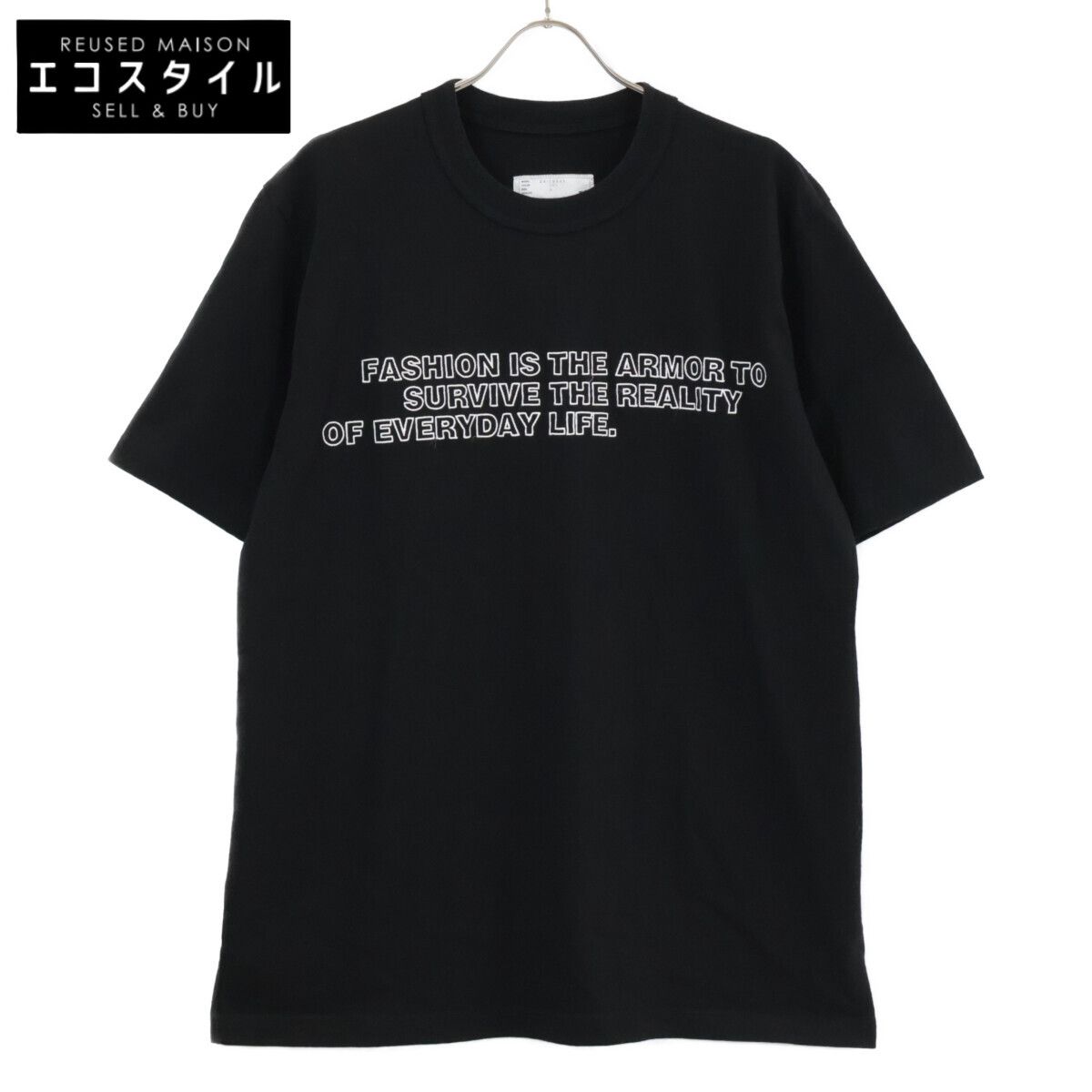 sacai サカイ ﾌﾞﾗｯｸ 24-0894 S ｸﾞﾗﾌｨｯｸｴﾝﾌﾞﾛｲﾀﾞﾘｰ Tｼｬﾂ 5