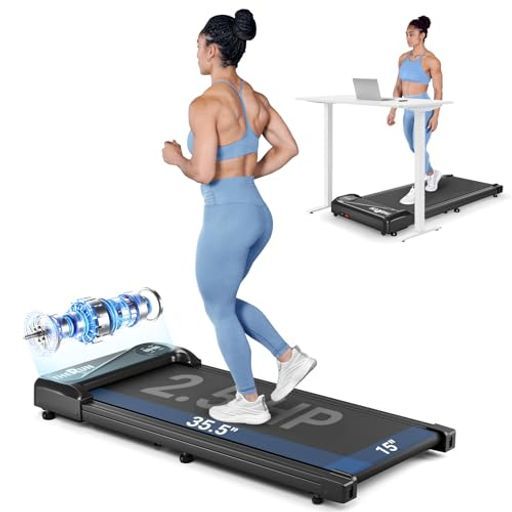 THERUNウォーキングパッドデスク下トレッドミル折り畳み家庭用|オフィス用静音2.5 HP耐荷重120 kgリモコン-LED表示付き