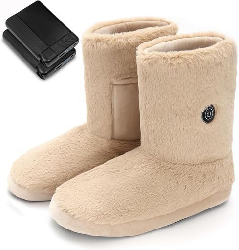 電気スリッパ 新開発-日本製ヒーター 足温器コードレス速暖両面発熱フットウォーマーバッテリー付き 8000 mAh * 3段階温度調節NTC過熱保護防寒滑り止め柔らかい軽量洗えるルームブー…