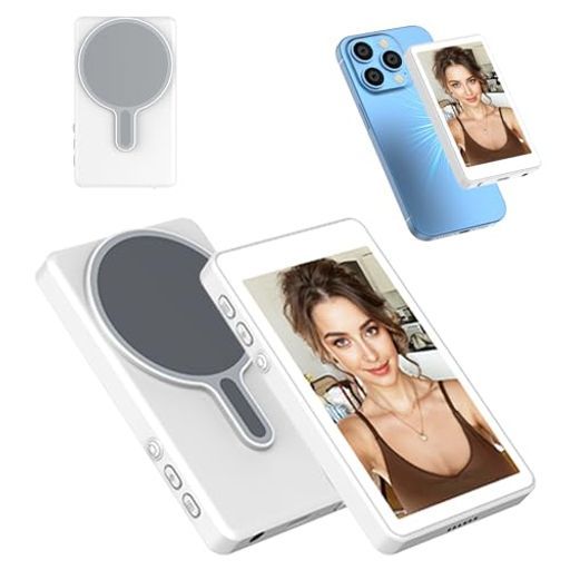 自撮りモニター自撮りカメラiphoneミラーリングスマホ用背面カメラモニターフォトビデオキットスピーカー付き磁気式ミラーリング接続iOS|Android機種対応Vlog記録|ビデオ録画|ライブ配信|Tik…