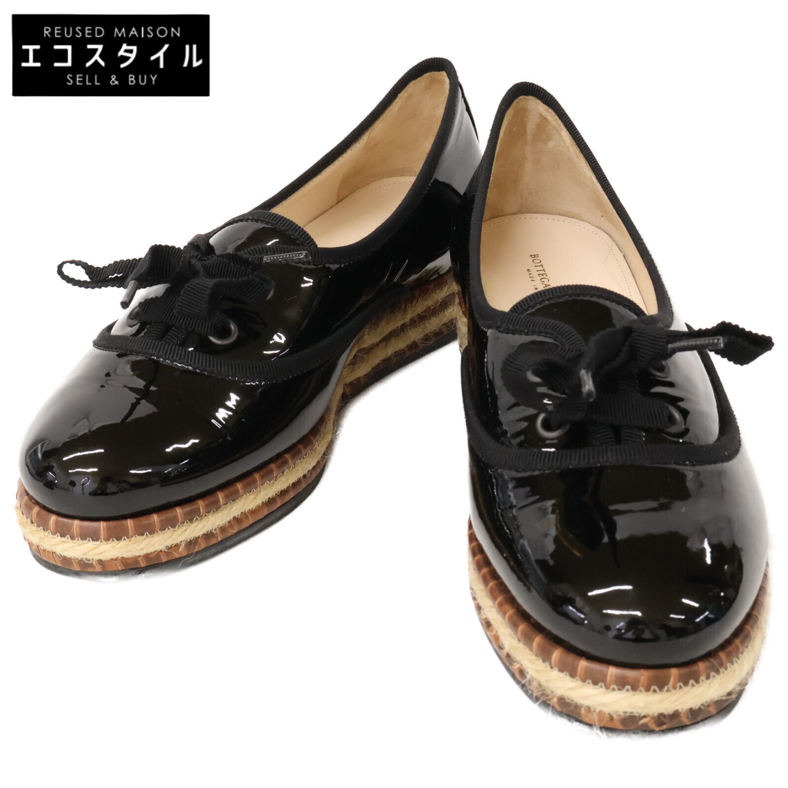 BOTTEGA VENETA ボッテガヴェネタ 420583 VAZF 2 1000 パテント エスパドリーユ ローファー 36