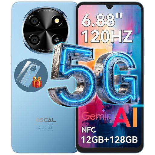 5 G対応 フリースマホ|Android 15スマホAI搭載 ChatGPT |7インチ大画面スマホ120 Hz|12 GB 拡張 |5000 mAh 18 W急速充電|16 8 MP