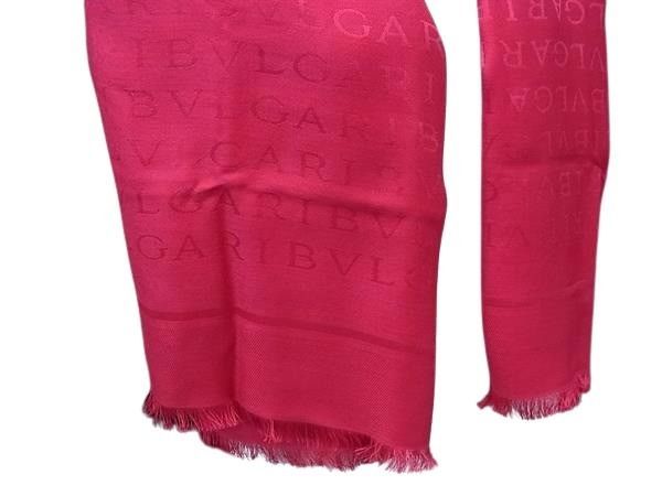 BVLGARI ブルガリ ストール ロゴマニア ピンク系 シルク60％ ウール40