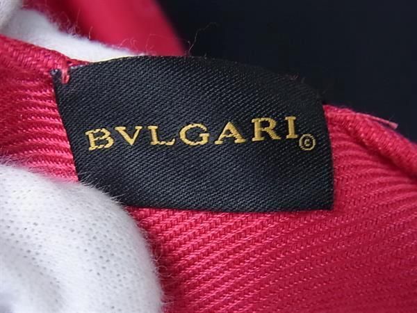 BVLGARI ブルガリ ストール ロゴマニア ピンク系 シルク60％ ウール40