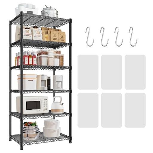 6段スチールラック棚メタルラック布団収納ラックシェルフスチール棚耐荷重300 kg収納ラック幅60 x奥行45 x高さ183 cm 60 x 45 183