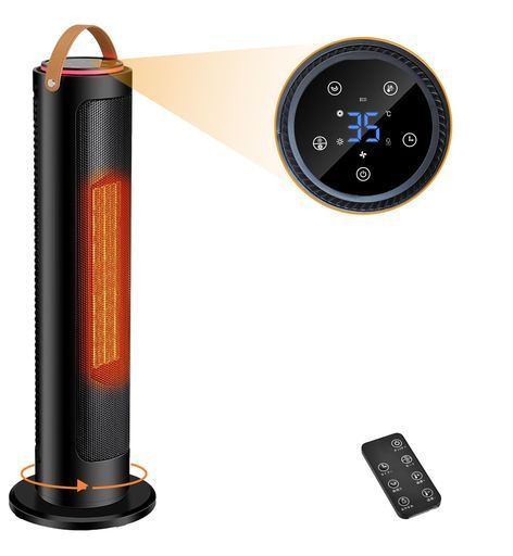 セラミックヒーター電気ファンヒーター2秒で即暖まる ECO省エネ左右80°首振りチャイルドロック転倒オフ温度設定1~9 Hタイマー機能 冷暖兼用持ち運び低騒音タワー型書斎|部屋|浴室|リビ…