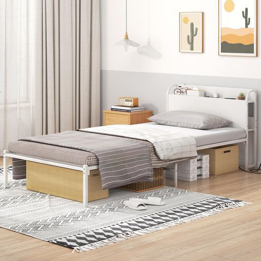 LunarLightベッドフレーム幅97x奥行215x高さ72cmパイプベッドシングル