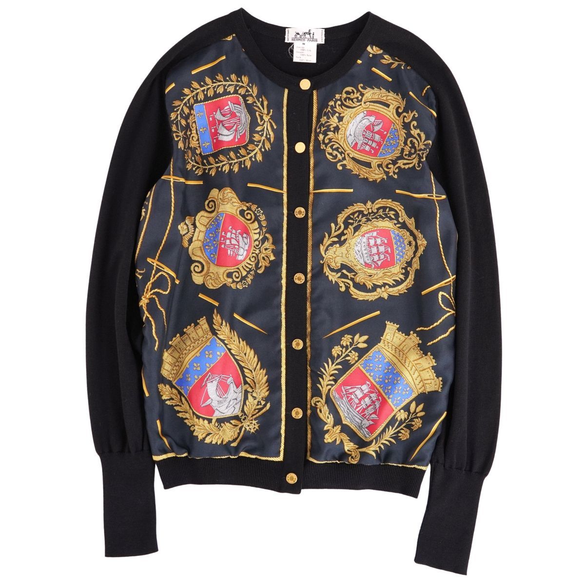 Vintage エルメス HERMES カーディガン ニット シルク切り替