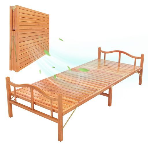 折りたたみベッド完成品竹庭ベッドフレーム天然竹製シングル耐荷重約200 kg通気性高い 横幅80 cm