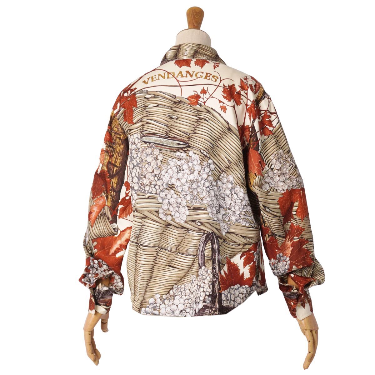 【極希少/美品】マルジェラ期 HERMES ヴィンテージ シルクシャツ 葡萄総柄 極希少/美品】マルジェラ期 HERMES ヴィンテージ シルクシャツ 葡萄総