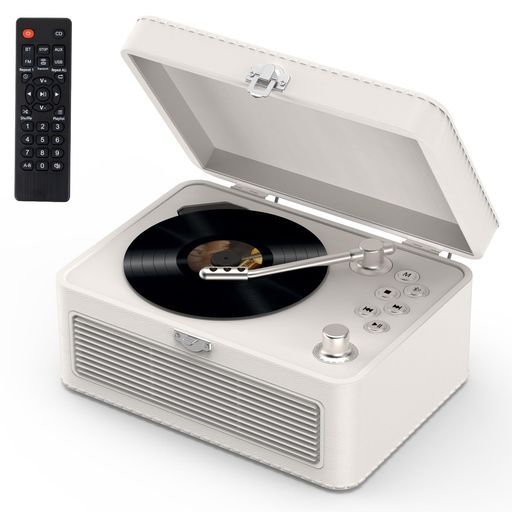 GuerayCDプレーヤーレトロBluetooth受信-送信HiFIスピーカー内蔵充電 ポータブルcdplayerUSB再生AUX入力A-Bリピート機能遠隔操作FMラジオCDラジカセイヤホン対応語学学習音楽鑑賞