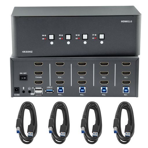 ByteccKVMスイッチ3台のモニター 4台のコンピューター 4入力3出力 USB 3.0ジャック付き8 kHDMIスイッチ 4台のコンピューターでキーボードとマウスセットを共有 Windows|Mac|Linuxをサポート