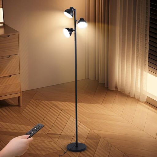 ZenGlowスマート調光3灯式LEDフロアライトおしゃれな間接照明北欧デザイン独立調節 な3光源タッチとリモコン操作目に優しい省エネスタンドライト寝室リビング書斎オフィス用簡単設置…