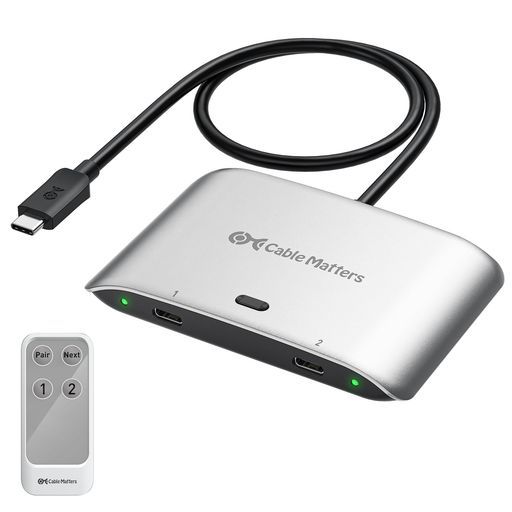 CableMatters 20 GbpsUSBC切替器2台PC用 Windows用8 K 30 Hz|macOS用4 60 Hz|140 WPD USBCKVMスイッチ TypeC切替器 USBCまたはThunderbolt 4