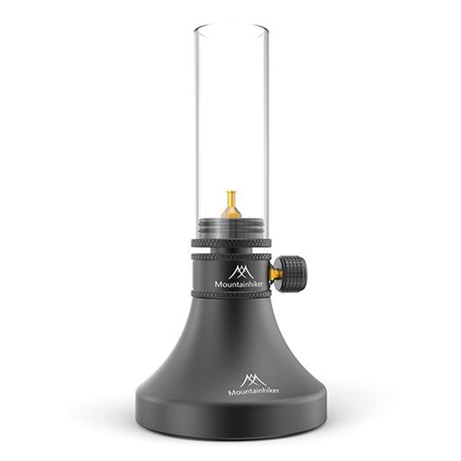 Mountainhikerガスランタンキャンドル風ランプ高透過耐熱ガラス真鍮バーナーヘッドOD缶対応アルミ合金製EVA収納ケース付属アウトドアキャンプ用雰囲気ランプ ブラックアップグレード版