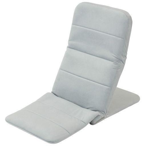 ドウシシャおしゃれでかわいいいつでもどこでも背もたれコンパクトハイタイプライトグレーEIDH-LGYベッド上薄型軽量スリム折り畳み収納可背もたれ14段階リクライニング転倒防止ストッ…