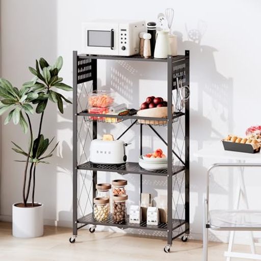 ANDWINTスチールラック 2025新型 棚ラック71幅x 33.5奥行x 125高さ4段スチールバスケットと有孔ボード付き多機能完成品棚板耐荷15 KGキッチン書斎リビングに対応レンジラック省スペース ブラ…