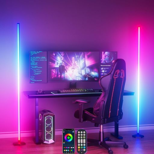 スマートフロアライト セットアプリ|リモコン|ボタン操作対応LEDコーナーライト1600万色RGBカスタム-68 シーンモード音楽同期調光リビング|ベッドルーム|ゲームルーム用