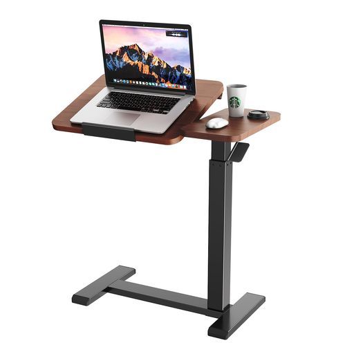 BESSTERガス圧昇降式サイドテーブル隠しキャスター付きベッド横デスクコの字無段階高天板角度調節付き移動式テーブル介護用テーブルオフィスデスク在宅勤務テレワーク勉強机仕事デス…