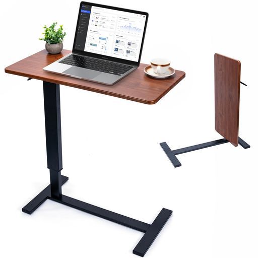 昇降式サイドテーブル幅80 x奥行40 cmx高さ67-91 cmコンパクト収納SHUWEIキャスター付き可移動昇降式デスク組立簡単耐荷重20 kg傷 汚れ 水分 熱に強いテレワーク|在宅勤務|介護モデルSW-002 F