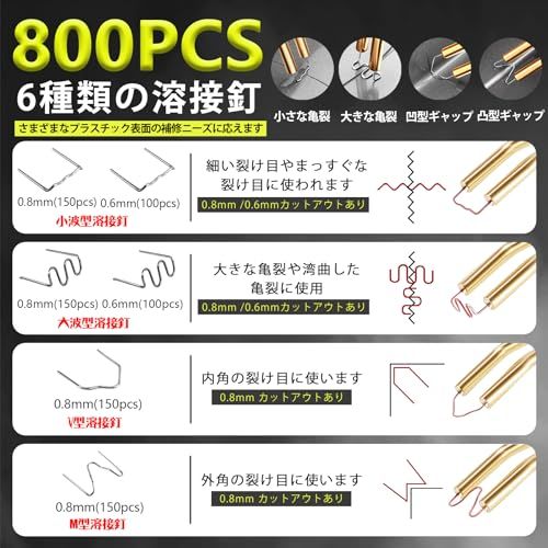 バンパー補修用 6種800本の溶接釘付き