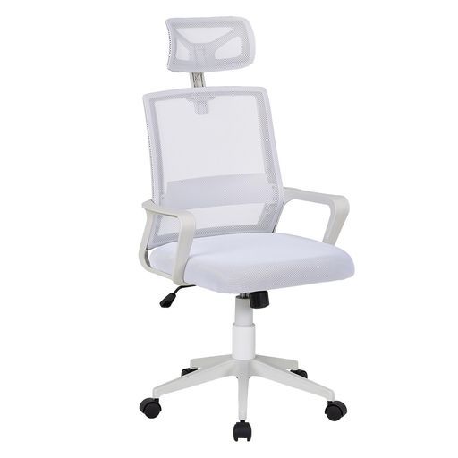 VECELOオフィスチェアメッシュヘッドレスト付きデスクチェア椅子昇降通気性パソコンチェアキャスター付き疲れないホワイト