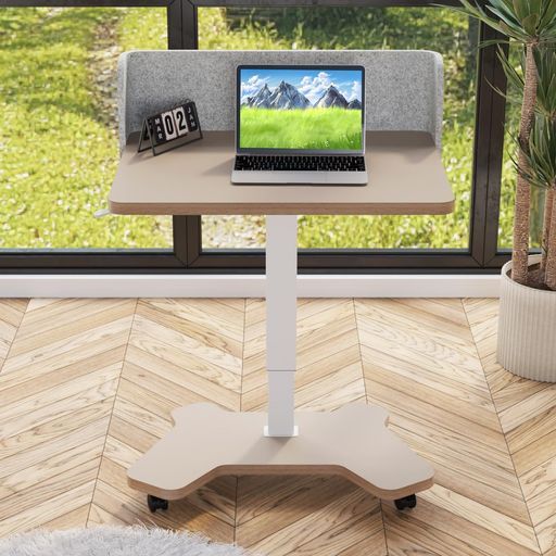 Radlove昇降式デスクパソコンデスクサイドテーブル空圧昇降式デスク幅80 CMx奥行60 CMローテーブルベッドサイドテーブルカフェテーブルミニテーブ介護高さ調節 高さ72~114 cm ブラウン