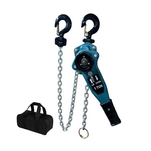 レバーホイスト1 t 1.5 mチェーンブロックガッチャ1000 kg荷締め機ガッチャがっちゃ滑車ホイスト固定工具収納バッグ付く 1 t*1.5 m
