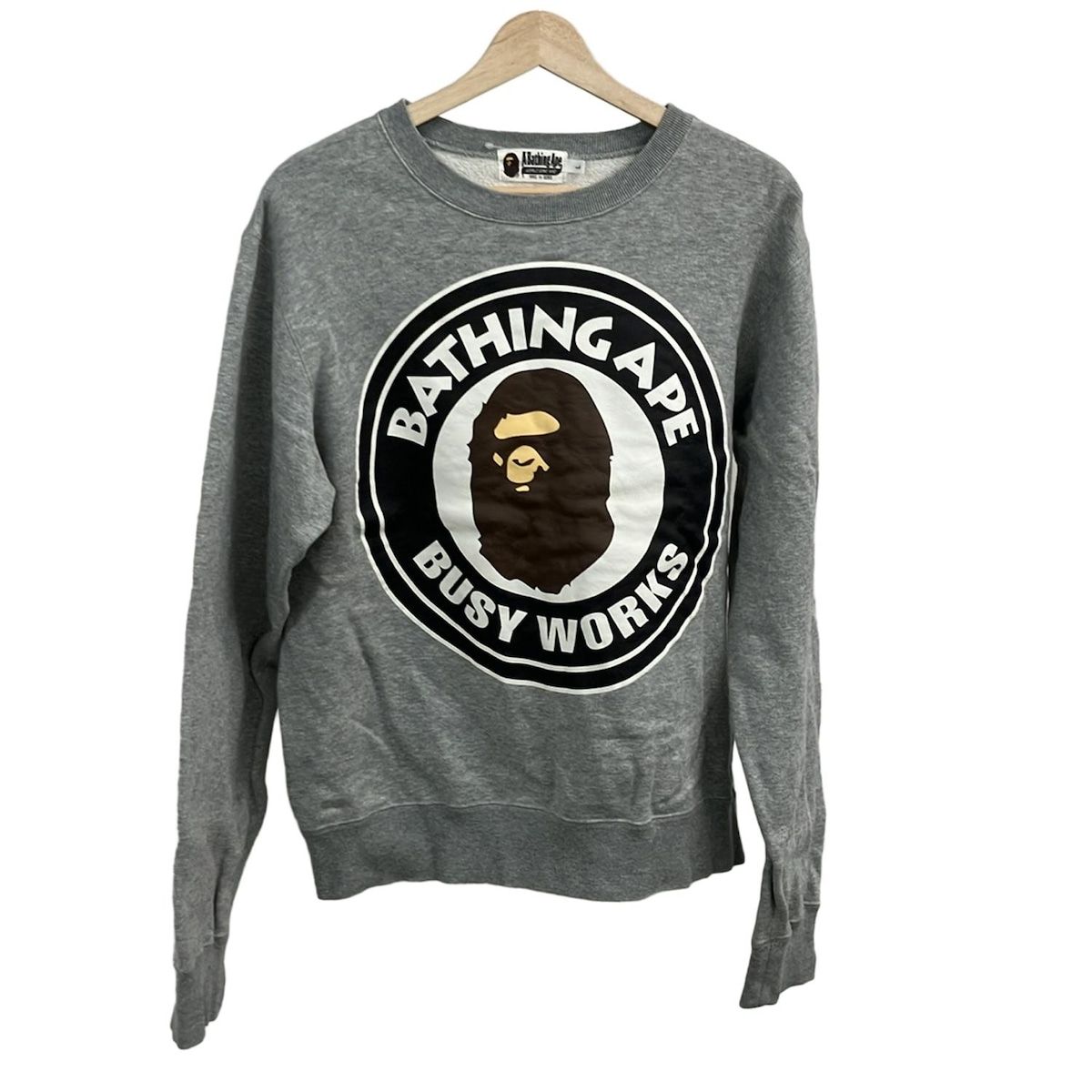 ヒイラギ　A BATHING APE スウェット Mサイズ グレー A BATHING APE(ア ベイシング エイプ) トレーナー サイズL メンズ美品