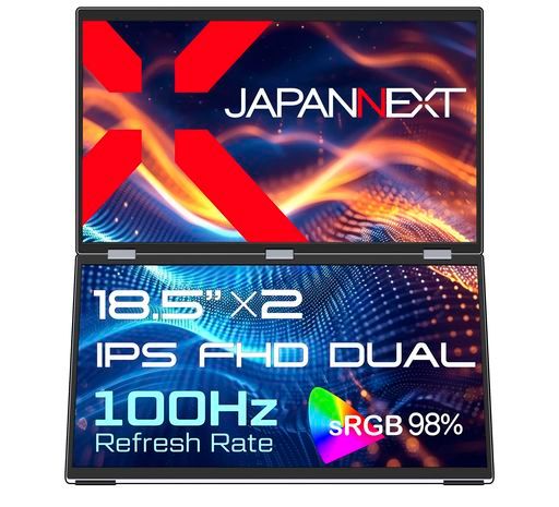 .5インチIPSパネルx 2搭載フルHD 1920 x 1080 解像度デュアルモバイルモニターJN-DMD-IPS 185 Fmini ype-C 3画面拡張接続表示 実質24.5インチ