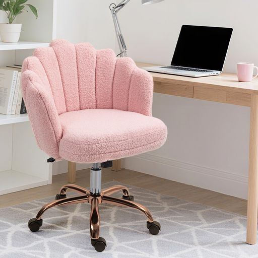 オフィスチェアデスクチェアテドレッシングチェアディベルベット背もたれメイクアップチェアホームオフィスチェア360度回転昇降機能付き事務椅子化粧椅子勉強在宅勤務 ピンク