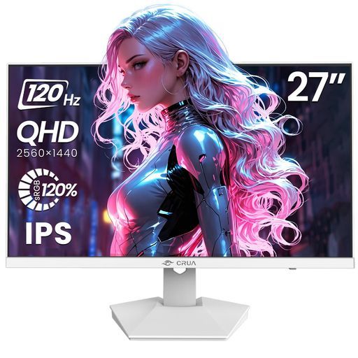 CRUAモニター27インチWQHD 2560 x 1440 120 HzゲーミングモニターIPSパネルディスプレイブルーライト軽減傾斜調整FreeSyncサポート壁掛け対応120%sRGB広色域対応PCモニター