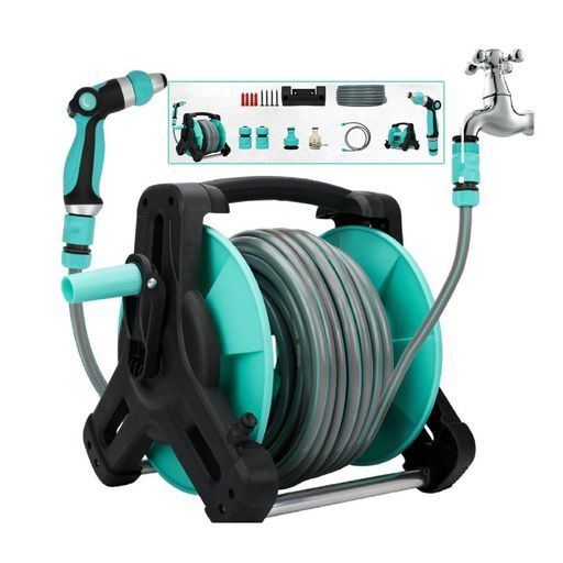 XXITOホースリール高圧洗浄機散水ホース水道直結タイプ高圧ノズル付き20 m長さ伸びるホース水量調整でき高圧状態で水距離10 Mまで達 庭の水撒きと洗車の両方できる園芸ガーデニング …