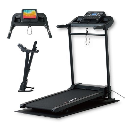 アルインコ ALINCO ランニングマシン家庭用折りたたみ時速1-10 kmワンタッチ速度調節ボタン傾斜角度調節プログラム機能タブレットトレー付き心拍測定簡単移動ウォーキングマシントレッド…