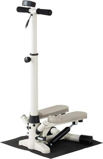 アルインコ ALINCO ステッパーハンドル付き静音高さ3段階調節ワイドペダル保護マット下半身足シェイプアップながら運動高齢者向け踏み台有酸素運動ハンドル付きステッパー