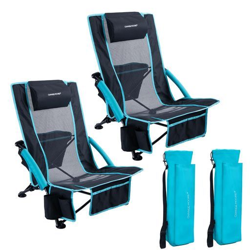 アウトドアチェアキャンプチェアローチェア超通気性600 Dオックスフォード生地136 kg耐荷重折りたたみ涼感座り心地コンパクトヘッドレスト付き保冷ストレージバッグ付き日本語取…