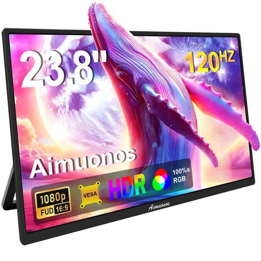 23.8インチポータブルモニター 1080 Pモバイルモニター120 HzFHDHDRプラグアンドプレイHDMIIPSモバイルディスプレイデュアルスピーカートラベル外部スクリーンPC タブレット Mac Xbox PS 3|4|5用